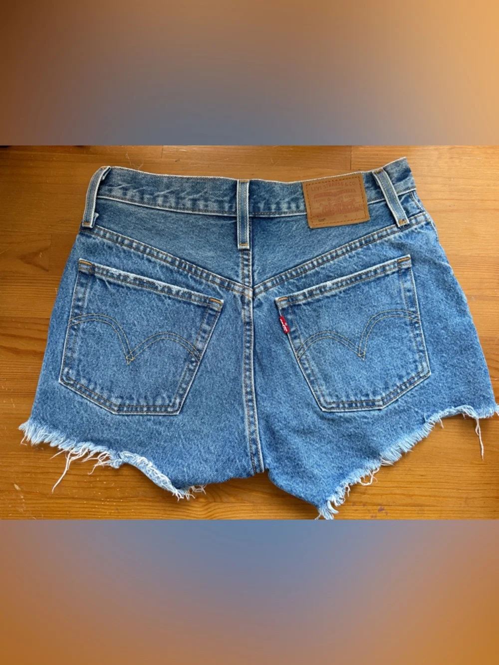 Levi's Distressed Cutoff Denim Shorts - Blue - Picture 2 of 5